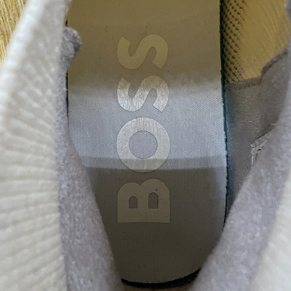 Hugo Boss Sock Sneakers Women's Size 7 EU 37 Cream White Slip On Knit Athleisure